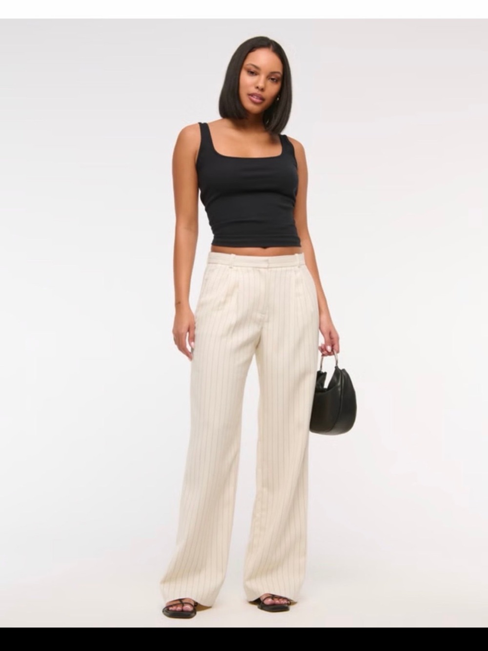 Abercrombie & Fitch Cream Pinstripe Wide Leg Sloane Pants
